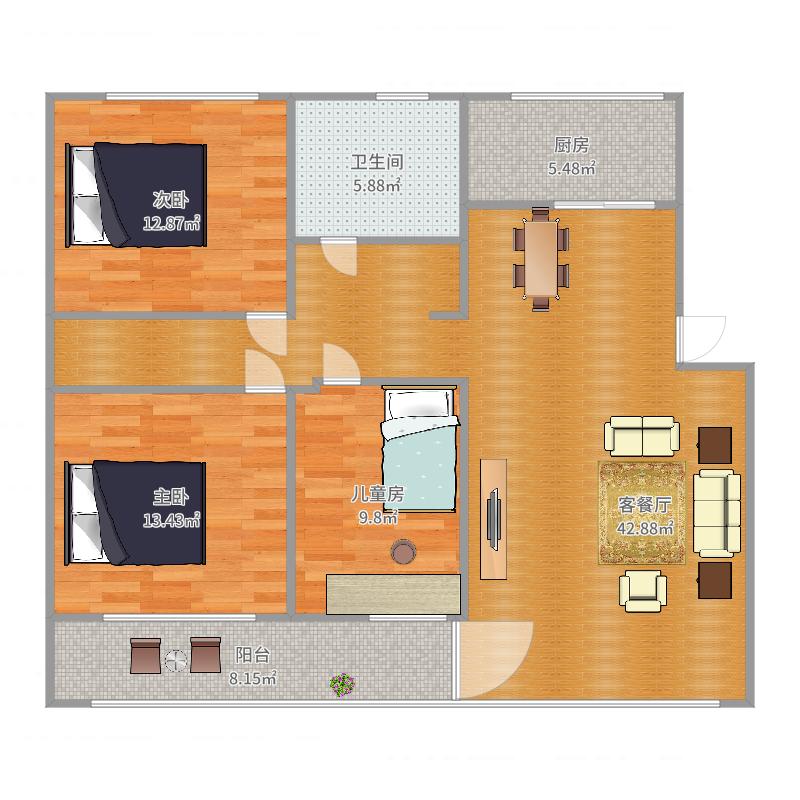 青海西宁青铝生活区三室两厅户型图大全,装修户型图