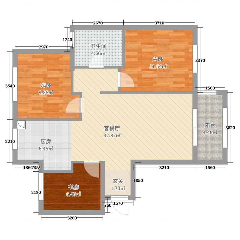 仁良花苑3室2厅1卫0厨96.00㎡户型图