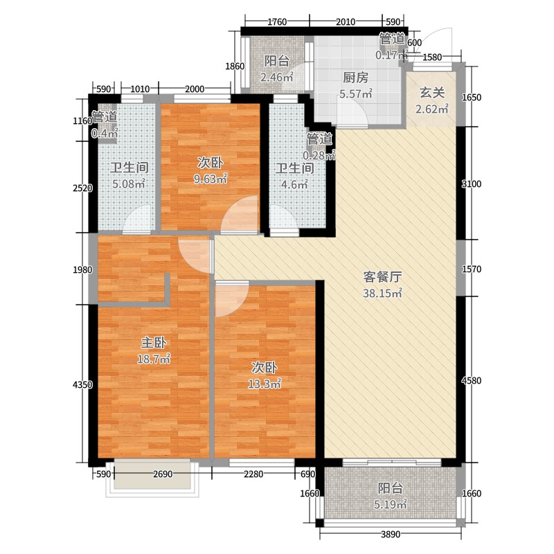 3室2厅2卫1厨 100-0  清风 建筑面积:129平方米户型图报错 套内