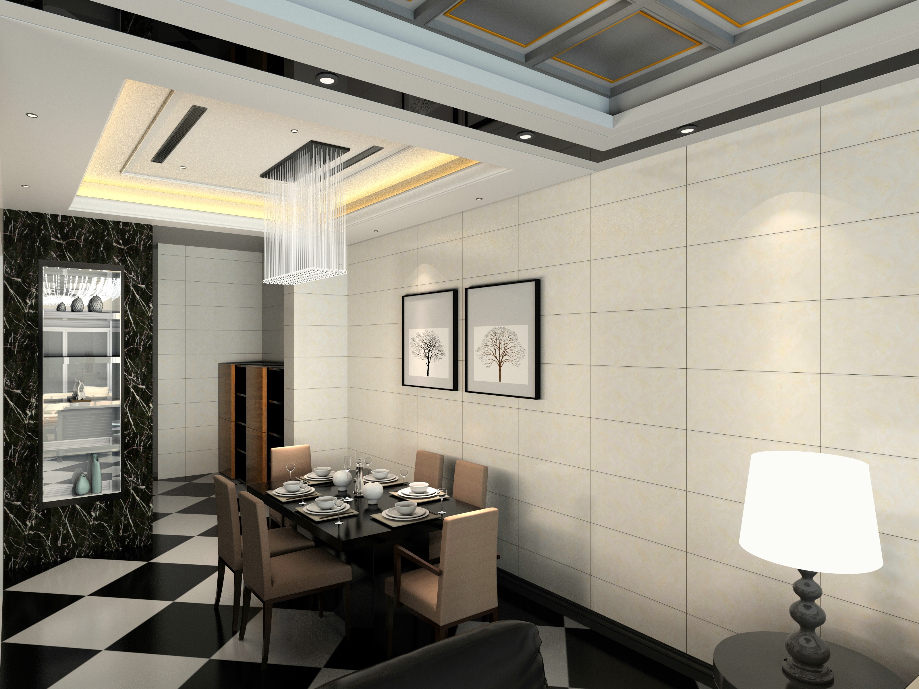 雅居乐欧式客厅墙贴瓷砖装修效果图 – 设计本装修效果图