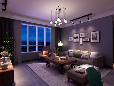 室内设计曾毅-紫色迷情-87方两居装修效果图