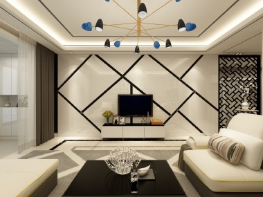 上海华锋国际设计工作室李锋-145方现代混搭三居装修效果图