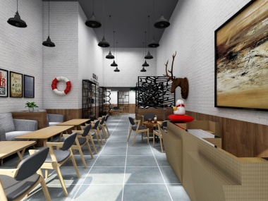 一诺创意设计工作室-88平方时尚工业风奶茶店装修效果图