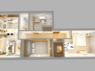 白凡丨median_住宅设计-和风幻想装修俯视图