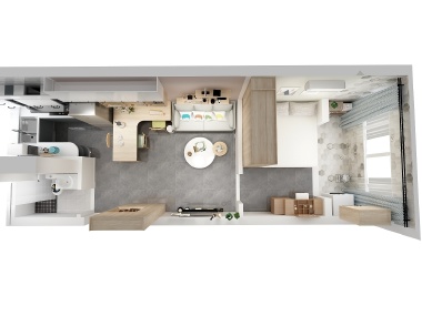 湛智华-《咖啡时光》-北欧公寓41平装修俯视图