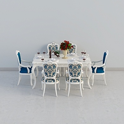 Simple European Art Moderne Luxury Dining Sets,Gray+Blue+Earth color