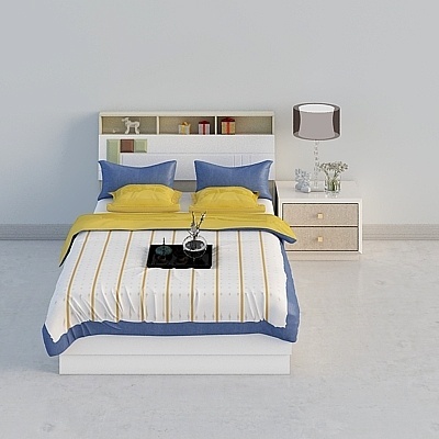 Modern Bed Sets,Yellow+Earth color+Blue+Gray+Wood color