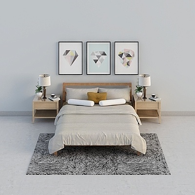 Modern New Chinese Minimalist Asian Bed Sets,Gray+Black+Earth color