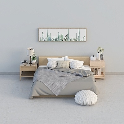 Asian Modern Wood Bed Sets,Gray+Earth color+Black