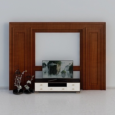 New Chinese Minimalist TV Sets,Black+Earth color