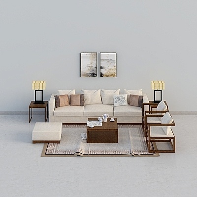 European Minimalist New Chinese Sofa Sets,Earth color
