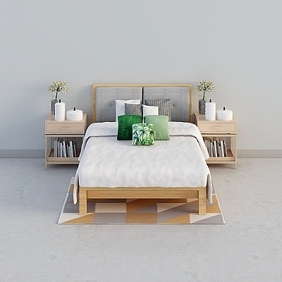 Asian Wood Contemporary Bed Sets,Earth color+Gray+White