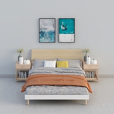 Asian Wood Modern Bed Sets,Earth color+Gray