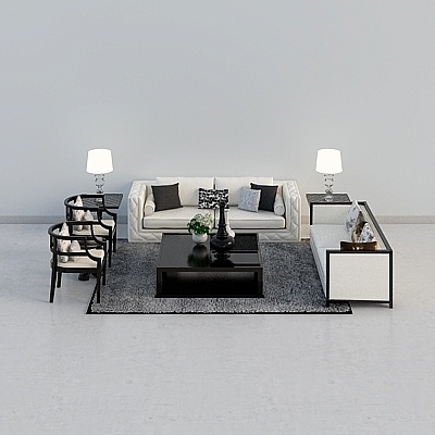 Modern Minimalist Art Deco Asian Sofa Sets,Gray+Black