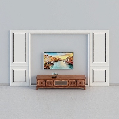Minimalist New Chinese TV Sets,Earth color