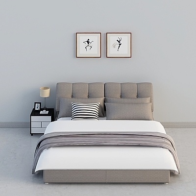 Simple European modern Modern Bed Sets,Earth color+Gray