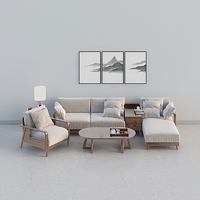 Minimalist New Chinese Sofa Sets,Black+Earth color+White+Gray