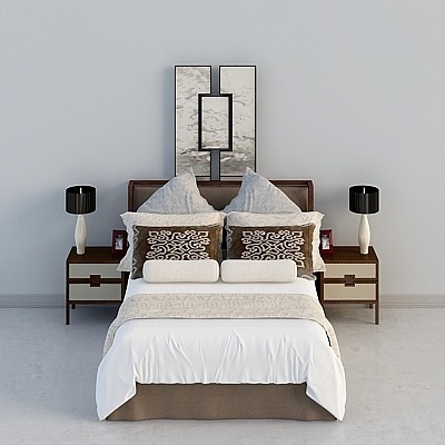 New Chinese Minimalist Bed Sets,Earth color+Gray