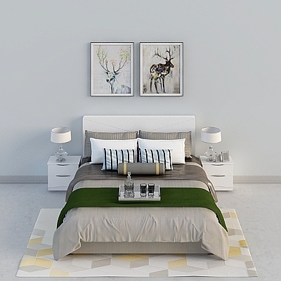 Art Deco Modern Bed Sets,Green+Gray+Earth color