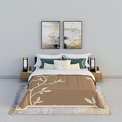 Minimalist Transitional Modern Bed Sets,Black+Earth color+Green