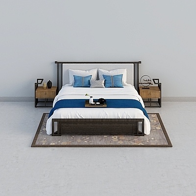Minimalist New Chinese Bed Sets,Gray