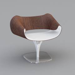 现代轻奢实木吧台椅-023D模型