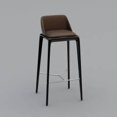北欧褐色吧台椅Bar Chair3D模型
