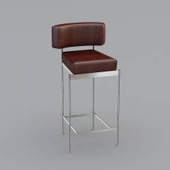 美式酒红色吧台椅Bar Chair3D模型