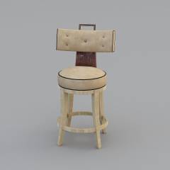 美式米色吧台椅Bar Chair3D模型