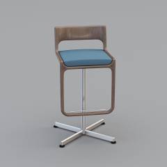 美式木色吧台椅Bar Chair3D模型