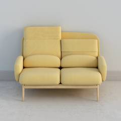 吱音高领沙发 双人 黄色3D模型