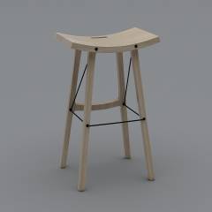 木制吧凳3D模型