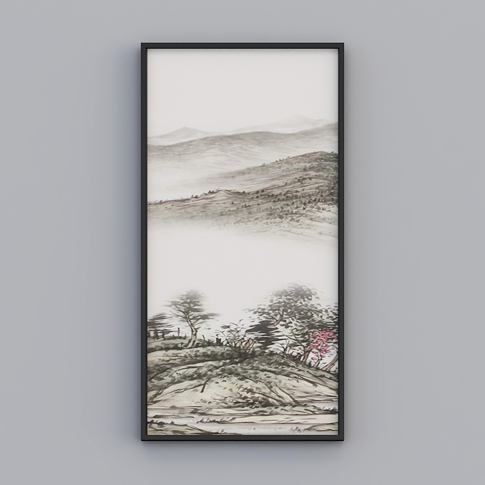 艾尔兰装饰画新中式现代山水山峰风景简约客厅餐厅卧室沙发床头油画框单副一幅简约现代轻奢挂画N018-1