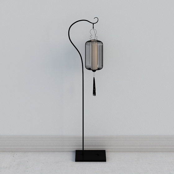 Transitional Asian Modern Floor Lamps,Black