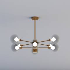 三维灯都·ZE-现代轻奢客餐厅卧室书房魔豆吊灯-TH-8045-4+4+射灯双层3D模型