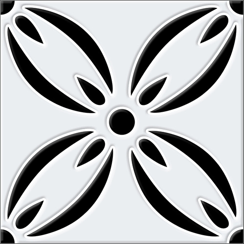 Modern Neoclassic Tiles,White+Black,Other